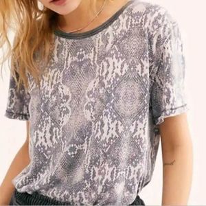 Free People Tourist Tee, Black Snake Combo- Size XS